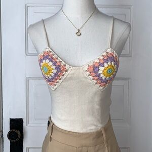 ZARA RIBBED CROCHET CROP TOP